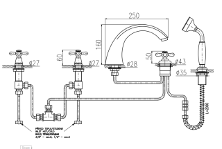 Смеситель на борт ванны Rav Slezak Morava retro MK569.5PSM бронза